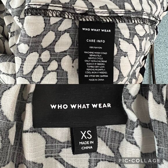 Who What Wear black white print top blouse xs - Picture 5 of 6